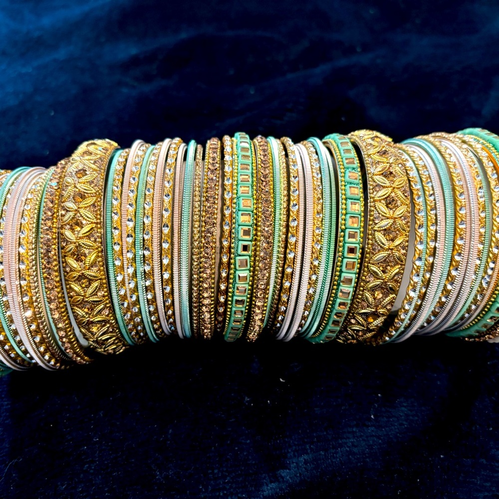 Light Pink and Mint Green Bangle Set Size 2.10